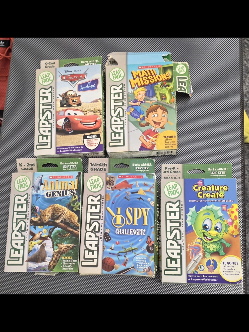 LeapFrog Leapster Educational Game Cartridge Bundle - Green & Multicolor